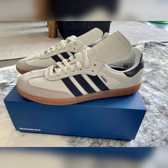 adidas gazelle silver green womens Adidas x Humanrace Samba Shoes – Extra Butter